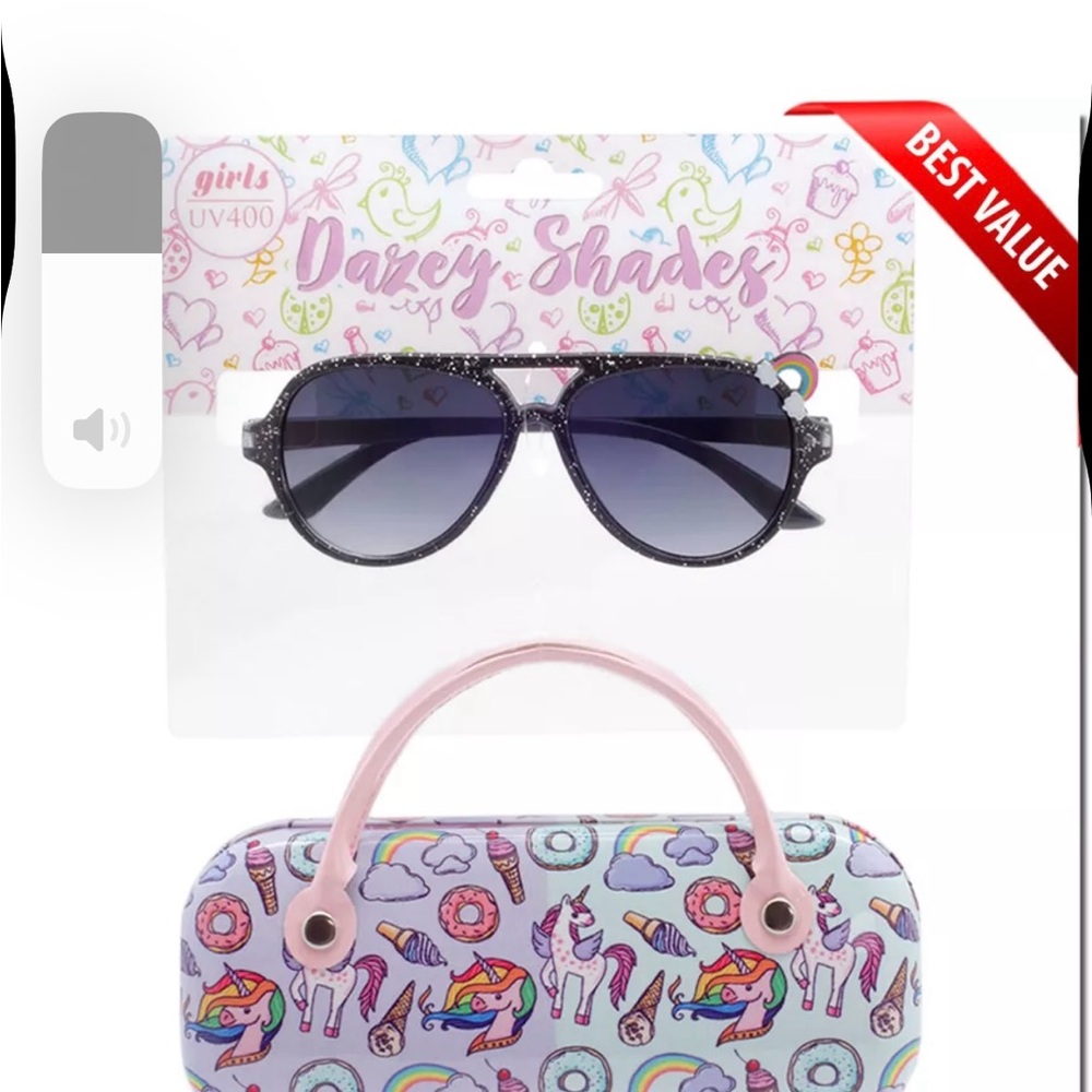 Dazey shade girls Kids aviator style sunglasses with unicorn case-various colors